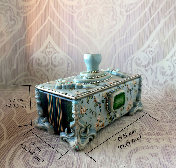 Blue Jewelry Box, Beautiful decor Proposal ring box, Jewellery Storage, Treasure box, Keepsake box, box with lid (11).jpg