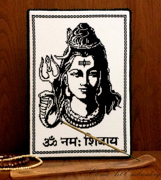 Shiva Embroidery. Cross Stitch Pattern. Beginner Embroidery. Indian God Mahadev. Shiva Mahadev. Indian Wall Decor. Hinduism. Hindu Goddess.jpg