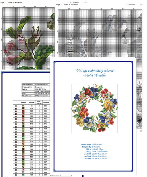 Cross Stitch Scheme Violet Wreath