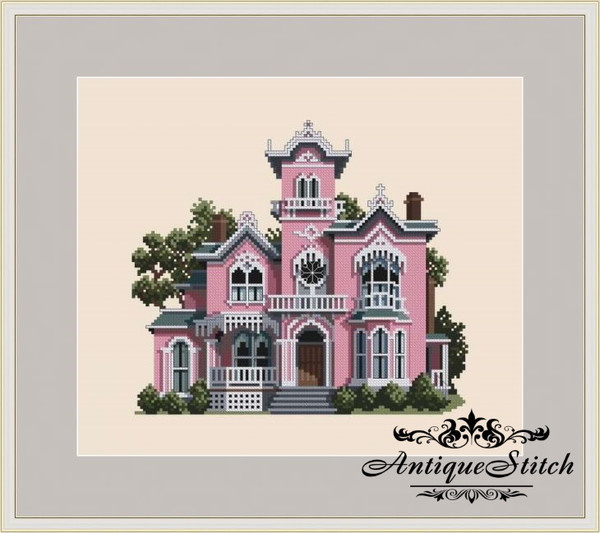 Pink-House-pattern-cross-stitch