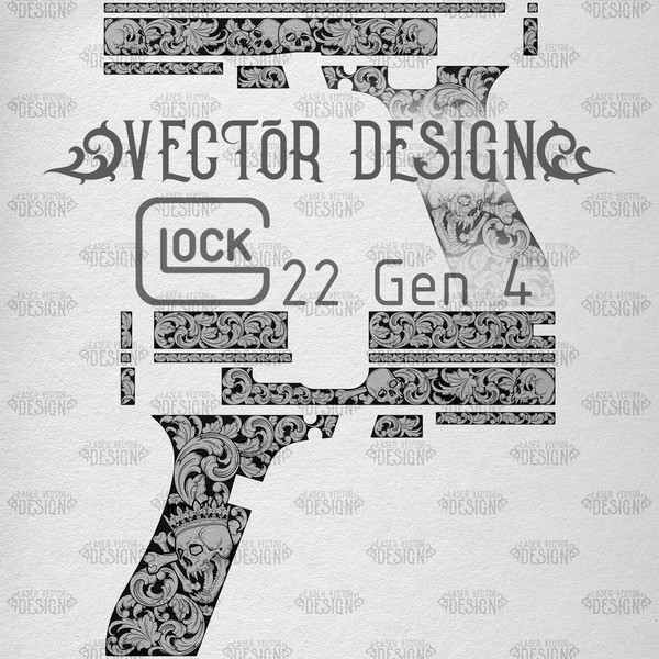 VECTOR DESIGN Glock 22 gen 4 Skull with crown and scrolls 1.jpg