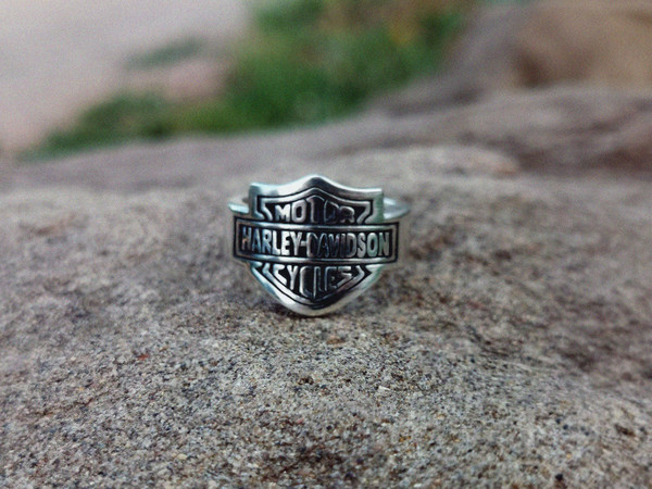 925 Sterling Silver Harley Davidson Motorcycle Ring, any size, oxidized harley davidson