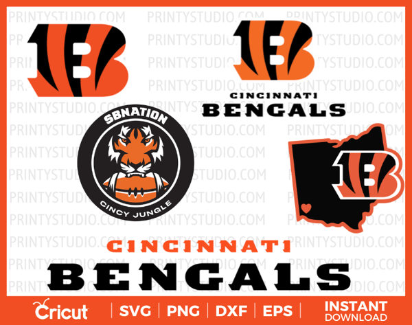 Bengals SVG Cut Files, Cincinnati Bengals Logo, Bengals Clipart Bundle, NFL  Football Team SVG & PNG Cricut Silhouette