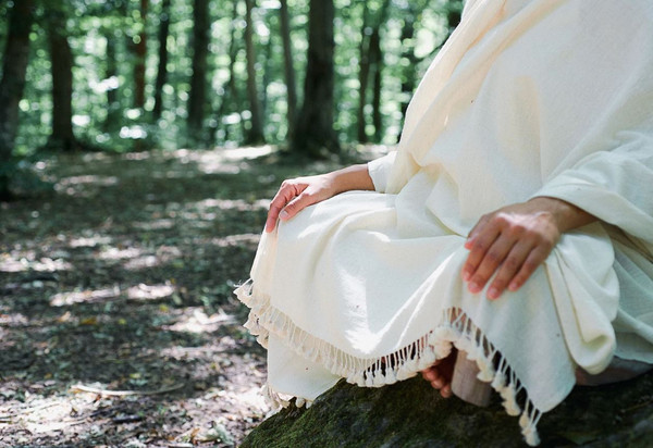 Handmade Meditation Shawl or Meditation Blanket, Wool Shawl