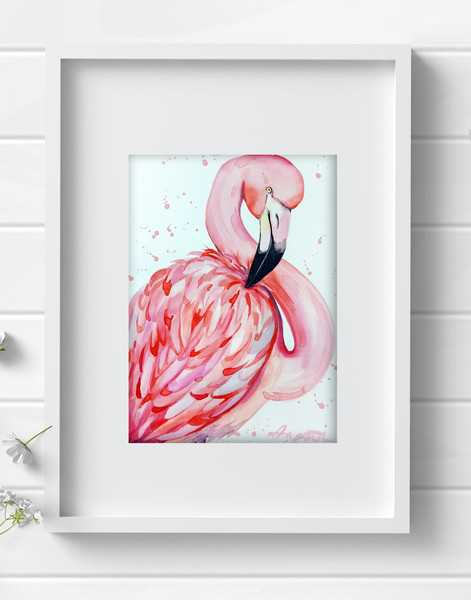0gfgy1.jpgwatercolor original bird painting pink flamingo by Anne Gorywine