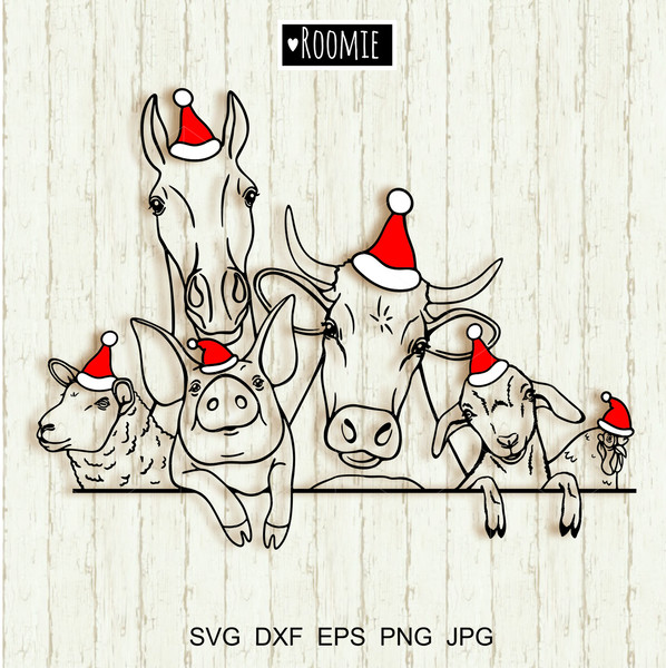 Christmas-Farm-animals-with-Santa-hat-svg-Cow-pig-goat-horse-farmhouse-sign-.jpg
