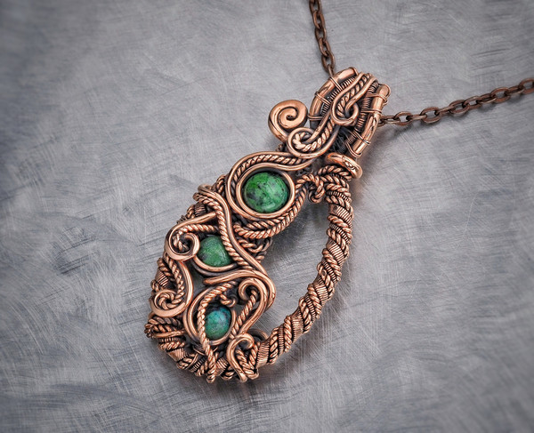 Wire wrapped copper necklace with natural chrysocolla  (3).jpeg