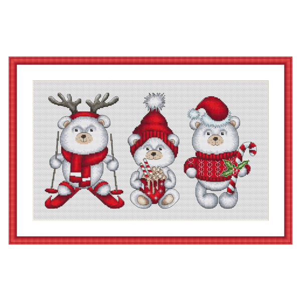 Christmas polar bears cross stitch pattern PDF, baby bear em - Inspire ...