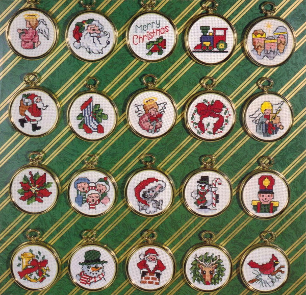 Vintage Round Mini Christmas Ornaments cross stitch pattern