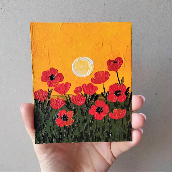 Handwritten-sunset-landscape-meadow-poppies-small-painting-by-acrylic-paints-1.jpg