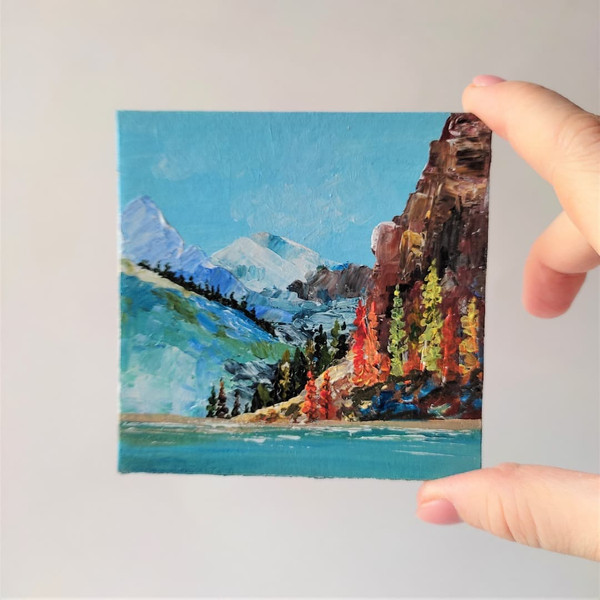 Mini canvas landscape painting acrylic small wall decor - Inspire Uplift