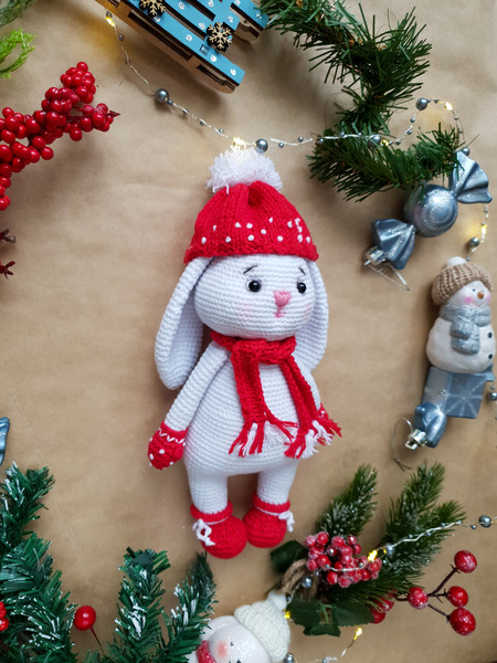 Crochet pattern Christmas Bunny,  Crochet pattern toys PDF, Amigurumi pattern , Christmas decor, Christmas crochet toys
