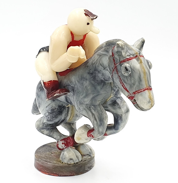 6 Vintage Caustic plastic Toy Figurine HORSE WITH RIDER USSR 1950s.jpg