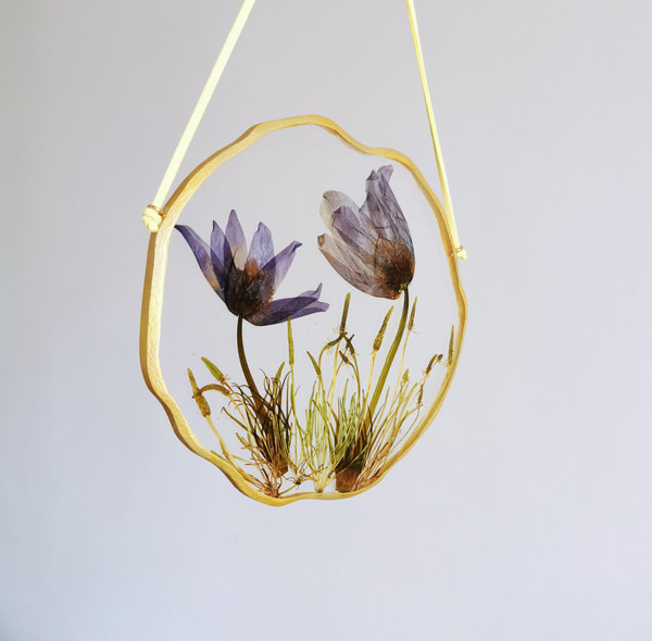 Dried flower art Round frame with pressed flower frame Resin - Inspire  Uplift