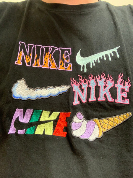 nike tshirt many custom swoosh machine embroidery design