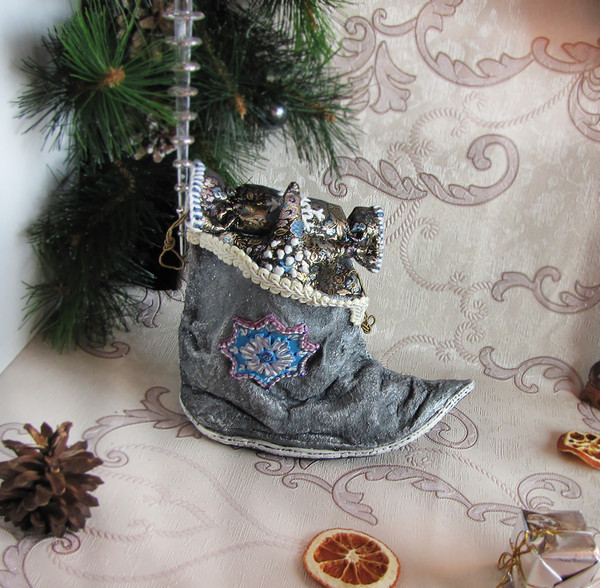 Gray Elf boots. Santa Claus boots, chimney sock, Christmas boots, Christmas bags, Christmas decorations. Ready to Ship (5).JPG