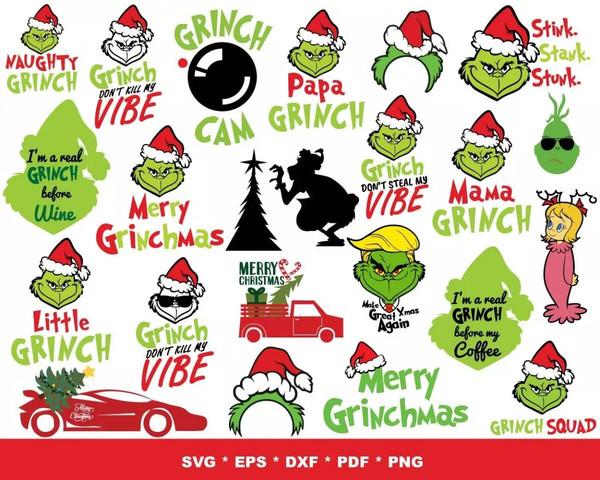 Grinch SVG Cut Files, The Grinch SVG, Grinch Clipart Bundle
