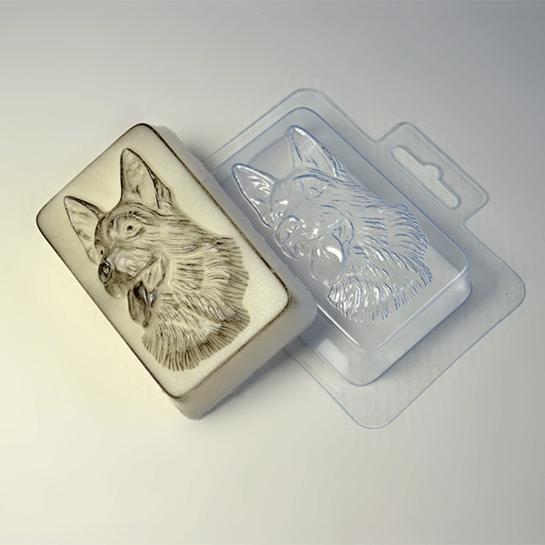 German Shepherd dog soap and plastic mold