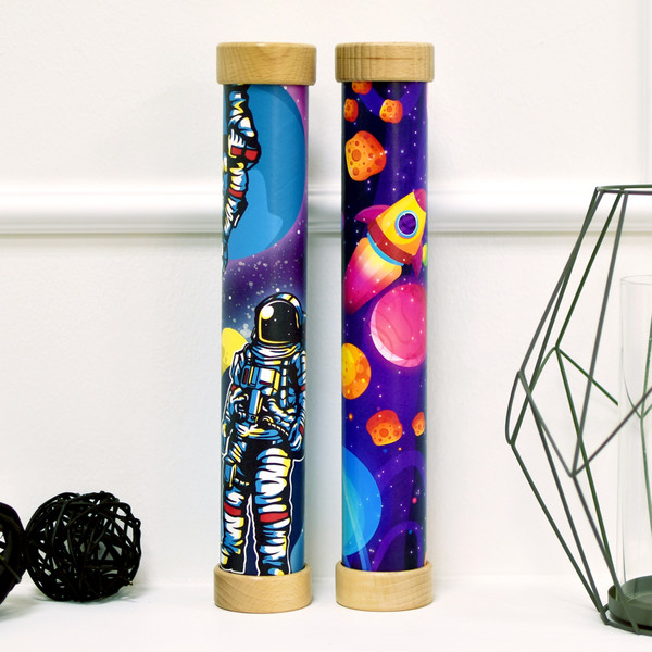 Kaleidoscopes with different space prints