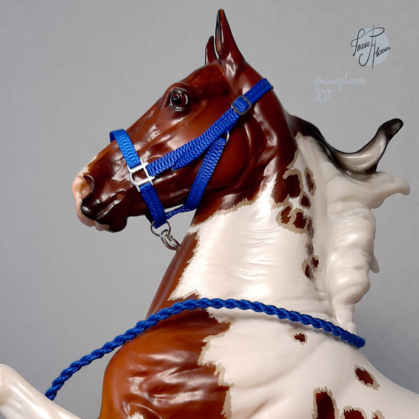 custom handmade royal blue accessories halter and lead rope set for traditional scale Breyer model horses toys by MariePHorses