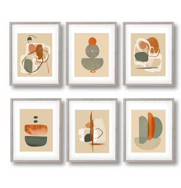 6 abstract prints in green and yellow tones are available for download