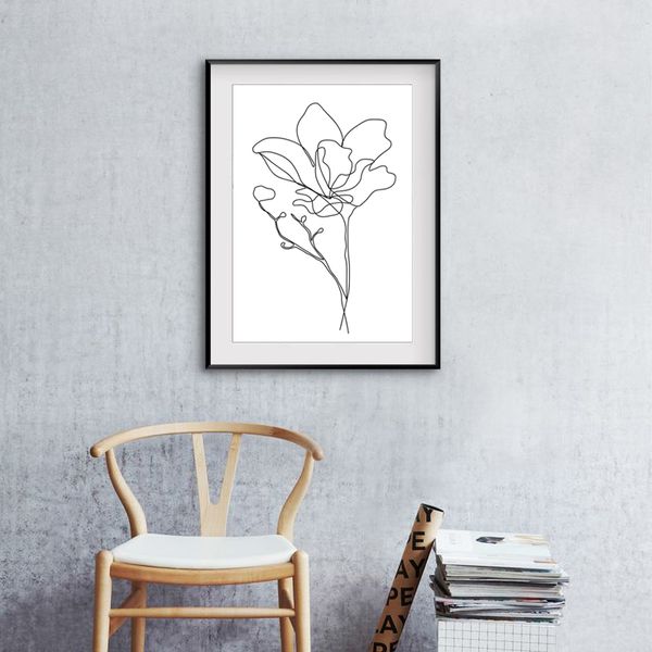 Flower Print Line Drawing Printable Wall Art Flover Art Mini - Inspire ...