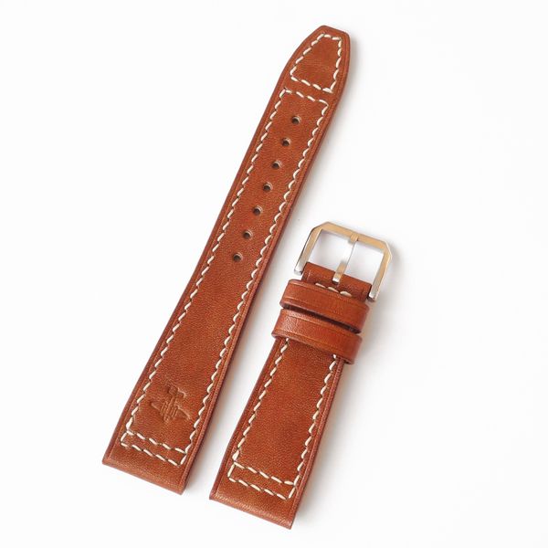 Tan / beige watch wtrap, PILOT style, genuine leather, 22mm - Inspire ...
