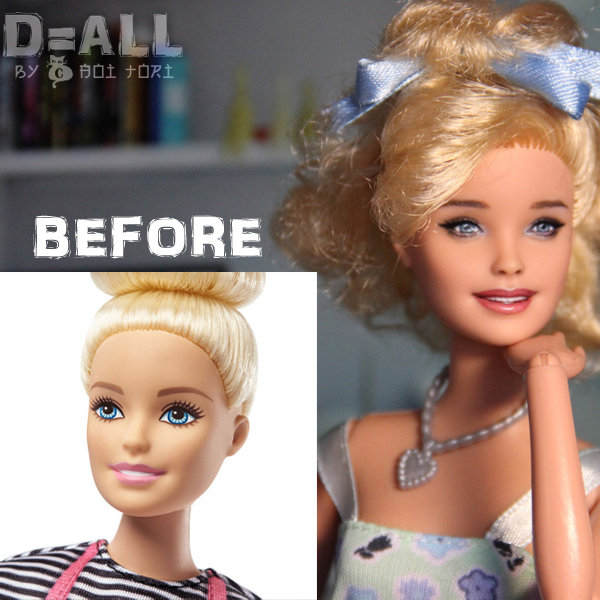 Barbie Millie doll repaint before after
