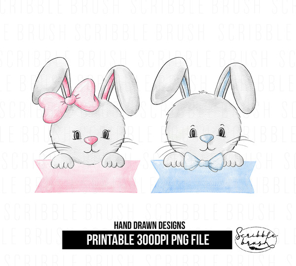 Easter Bunny Boy Girl Sublimation PNG Designs.jpg