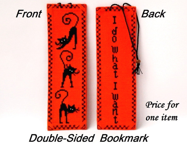 Bookmark Gifts for readers Double-sided bookmark Crazy cat lady gifts Embroidery cat.jpg