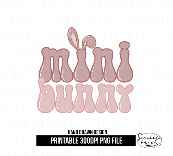 Retro Mini Bunny Sublimation PNG Design.jpg