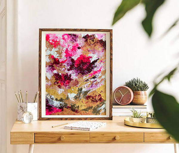 pink and gold wall art