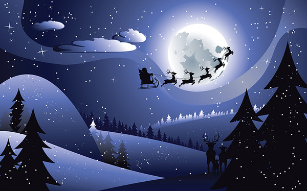 Flying Santa and Winter Forest2.jpg