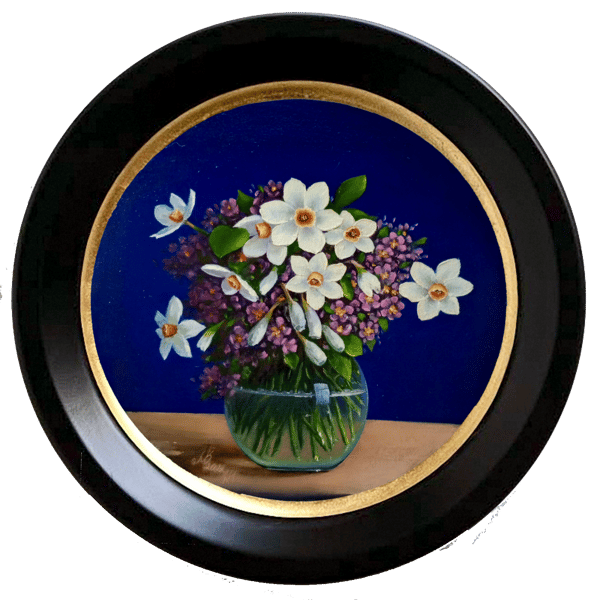 Bouquet with daffodils and violets..png