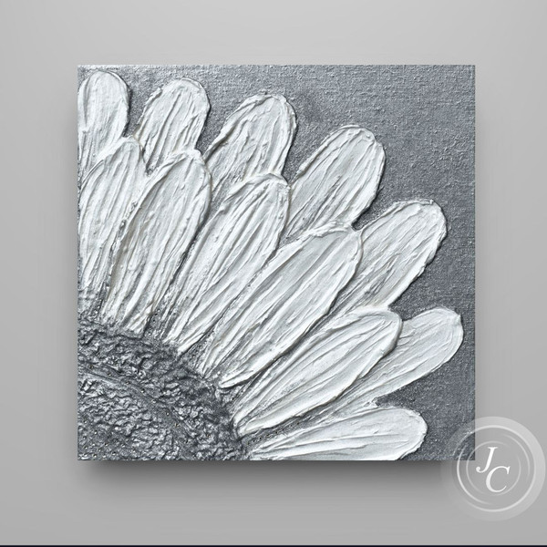 daisy-original-painting-on-canvas-floral-wall-art-flower-artwork-gray-home-decor