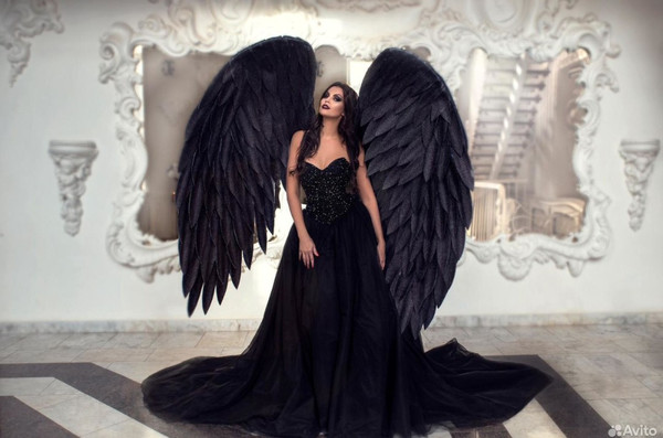 black wings, black angel wings, halloween wings, maleficent - Inspire Uplift