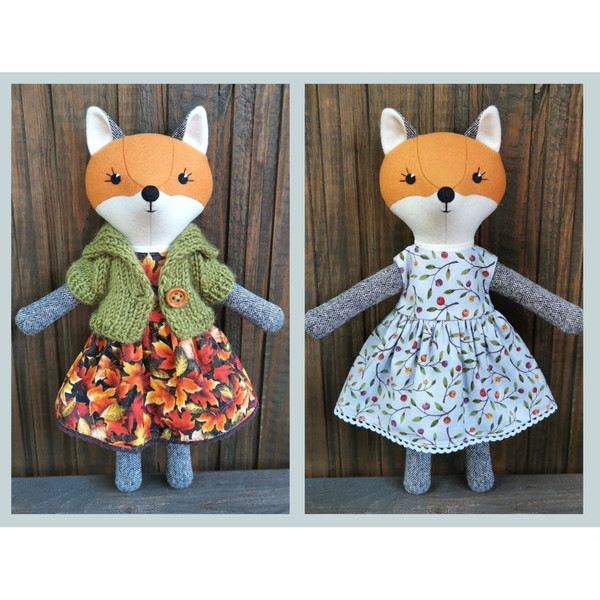 Orange fox girl, plush doll, handmade stuffed fox toy - Inspire Uplift