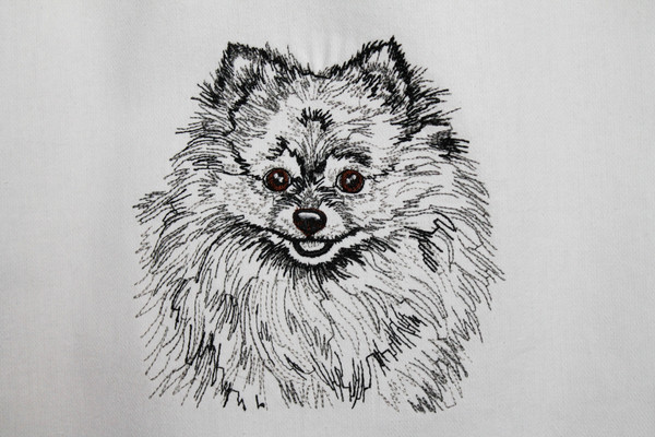 White shopping bag with embroidery of a Pomeranian dog 3.jpg
