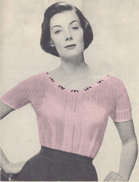 vintage pattern knitting blouse women
