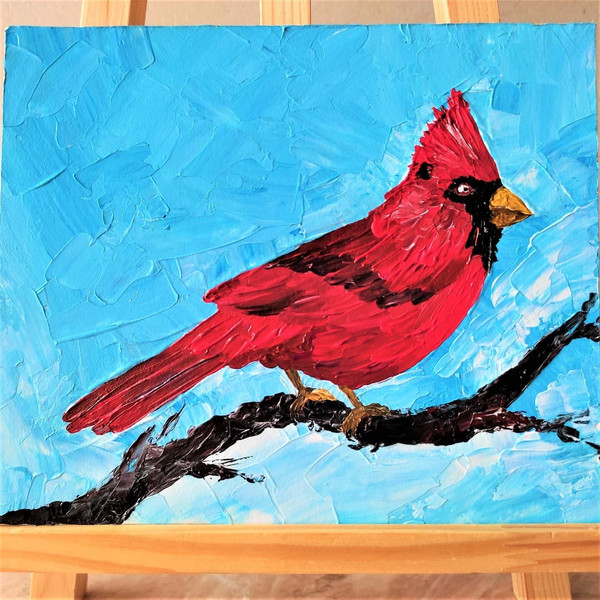 Red cardinal wall art, Textured acrylic painting, Bird paint - Inspire  Uplift