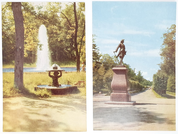 7 PETRODVORETS vintage color photo postcards set views of architectural ensemble USSR 1968.jpg
