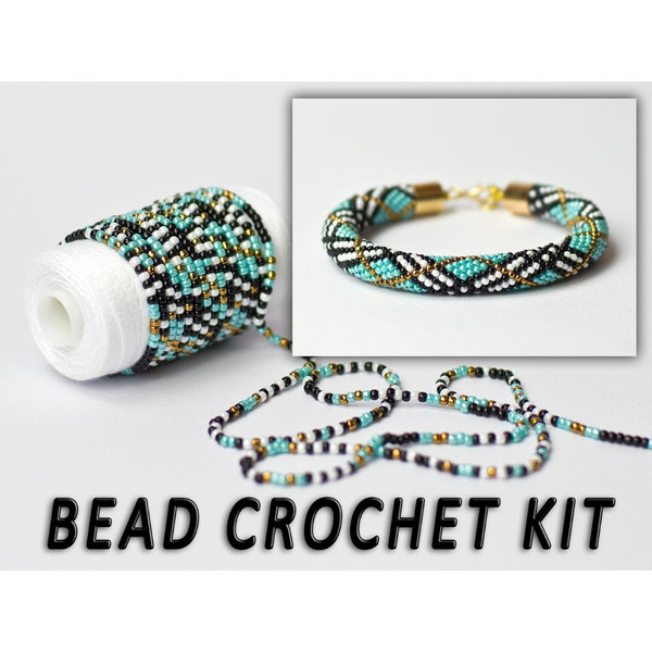 Bead crochet kit, Crochet beaded bracelet kit, DIY kit brace - Inspire  Uplift