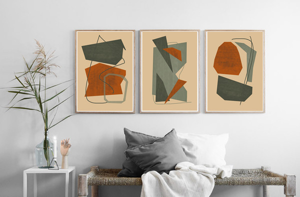 A set of three prints in an abstract style that you can download