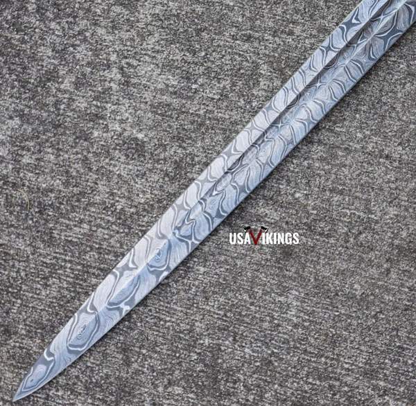 CUSTOM SWORD, MASTER Sword, Damascus Steel Viking Swords With Leather Sheath Gift For Her, Ninja Viking Kris Sword, Mythology Sword (4).jpg