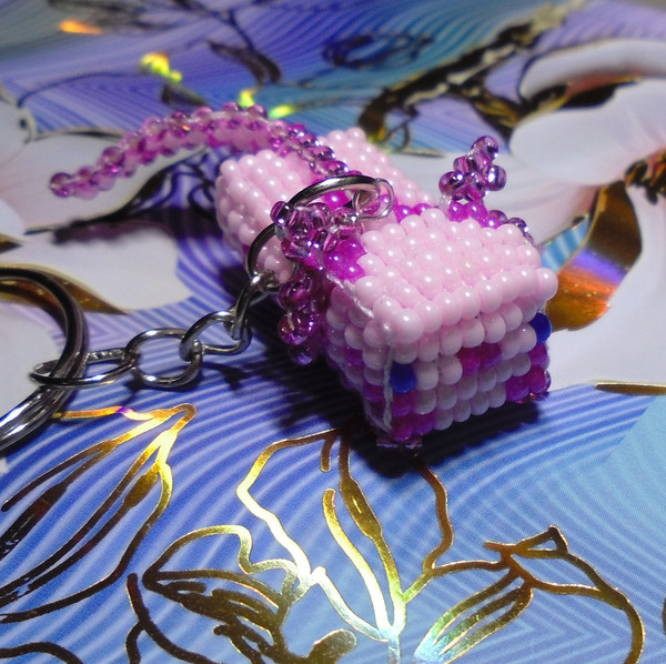 Pony Bead Axolotl Keychain 