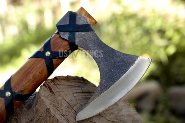 Custom Handmade Ragnar Viking Axe, Hand Forged Viking Tomahawk Axe Ash Wood Handle, Vikings Throwing Axe, Anniversary Gift For Him (7).jpg