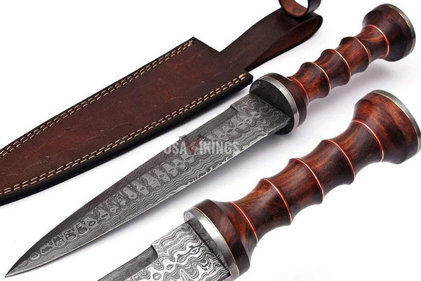 Custom Damascus knife with FREE Leather Sheath, Damascus Hunting Knife ,Hand forged knife, Damascus steel knife, Dagger knife, Gift For Him.jpg