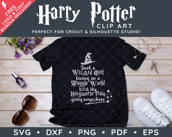 Harry Potter Clip Art - Just a Wizard Girl Quote by SVG Studio2.png