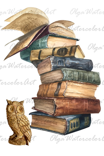 Watercolor books clipart. Vintage books - Inspire Uplift