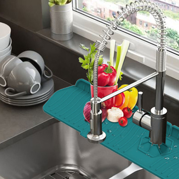 1 Pc Kitchen sink faucet Mat Splash Guard, Silicone Draining Mat
